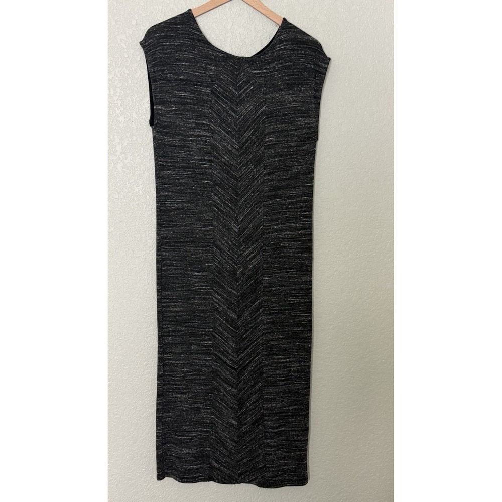 Dolan Anthropologie NWT Chevron Cap Sleeve Maxi Stretchy Dress Large Black - Picture 2 of 5